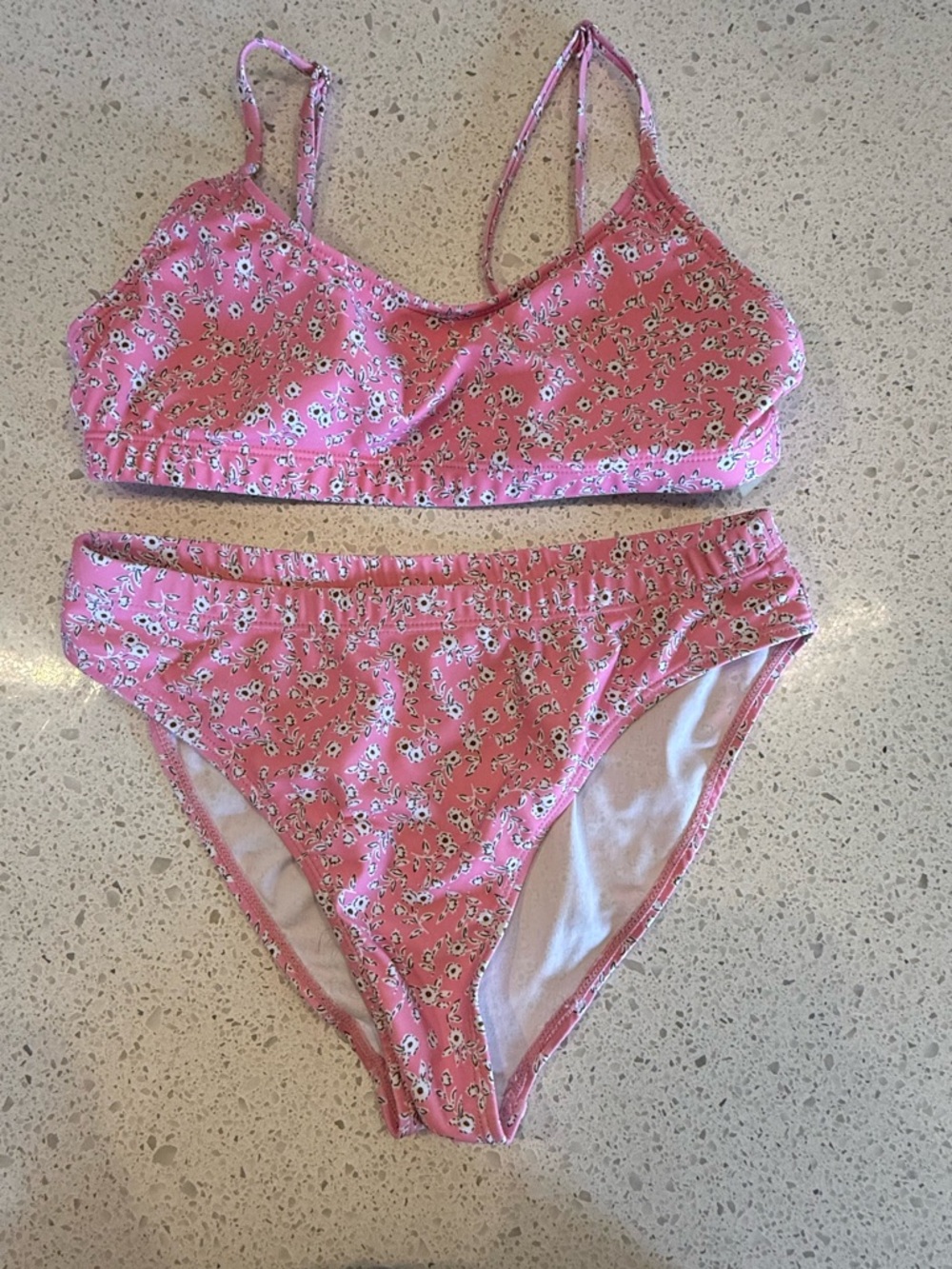 Source Unknown Pink Floral Two-Piece Bikini
